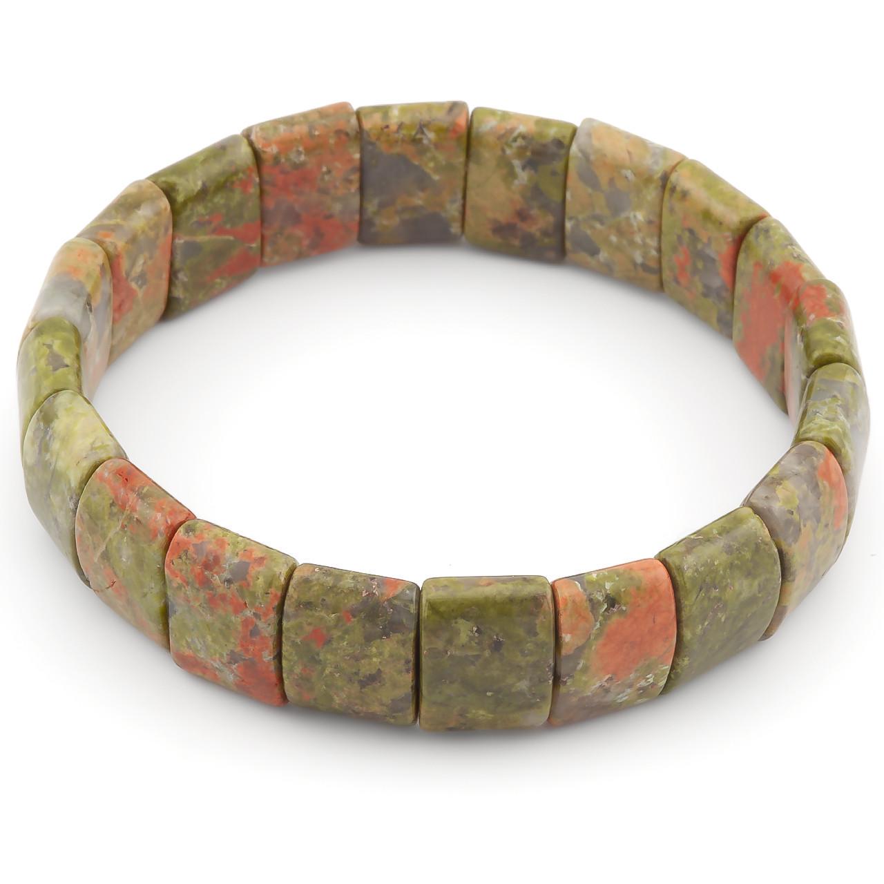 Браслет прямоугольное звено Яшма Унакит 15х10х6 мм 20 см 1 шт. (НК1512б35)