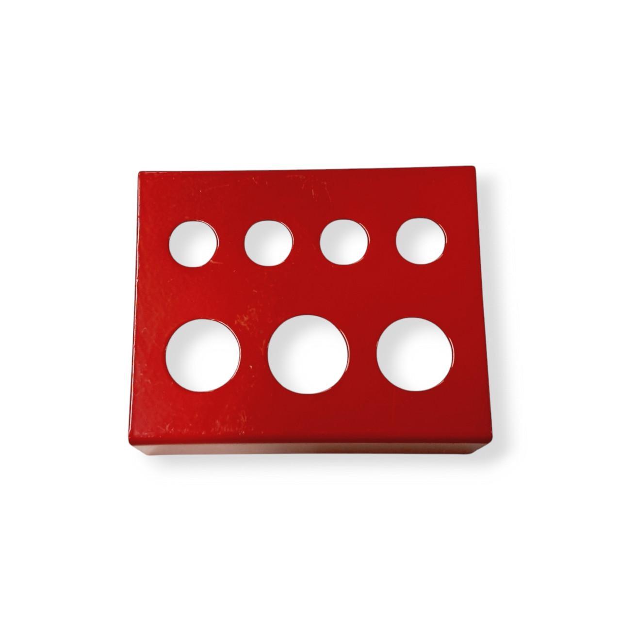 Подставка под колпачки для тату краски стальная 7 отверстий Красный