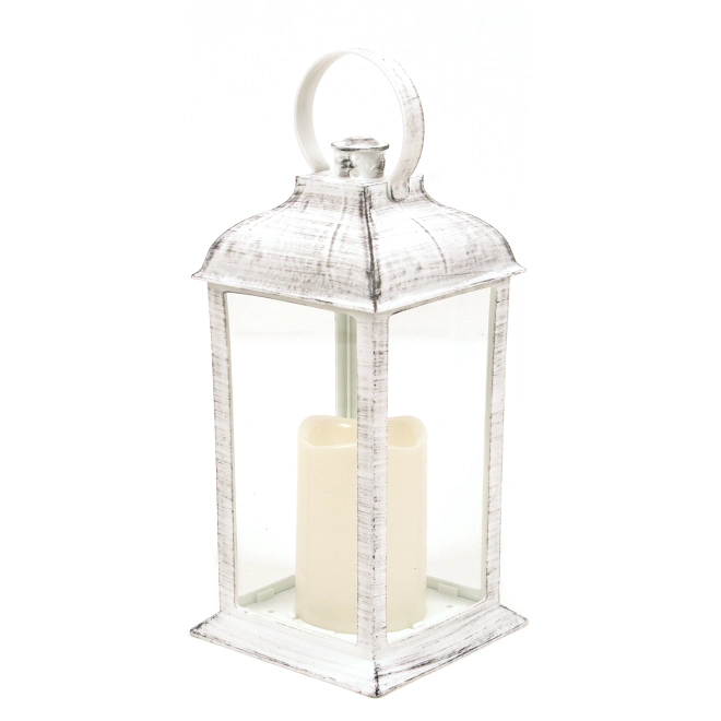 Подсвечник-фонарь со свечой LED Бело-черный (OR-PL6030-2)