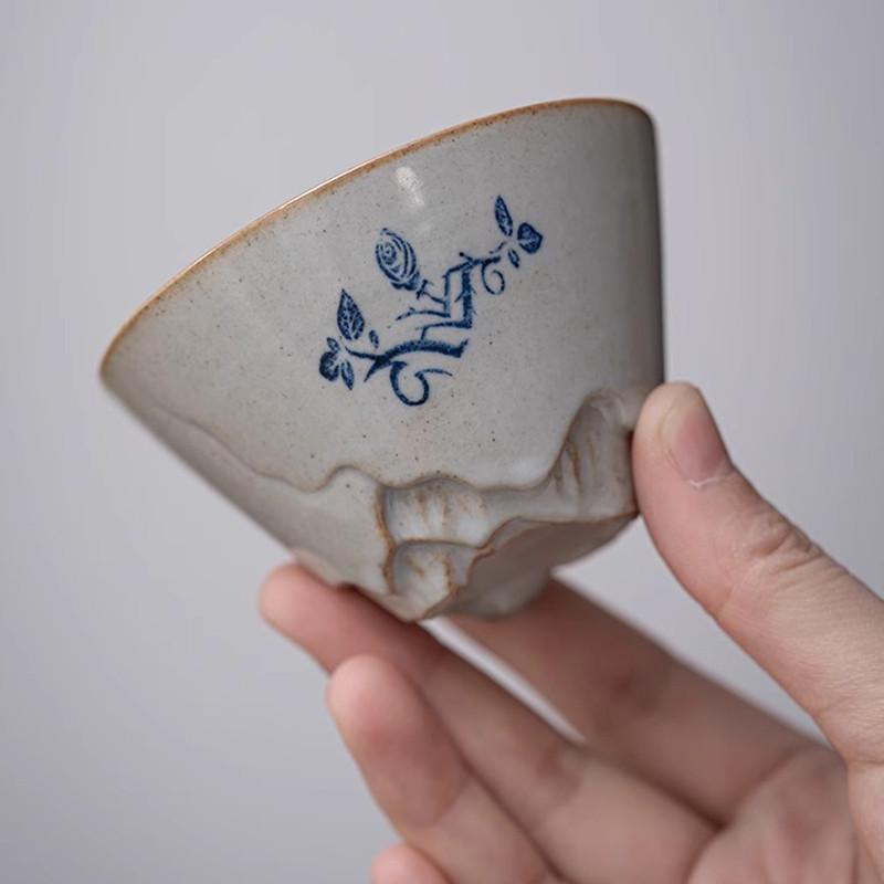 Сервіз для чаю дорожній Lesko 20240129 Гайвань керамічний з чохлом/підставкою та рушником 170 мл Gray/Blue (24366892) - фото 4