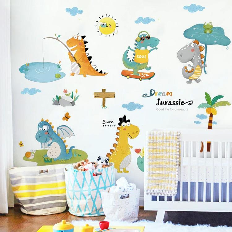 Набір вінілових наліпок Динозаври на відпочинку в дитячу кімнату на стіну для хлопчиків і дівчаток 30х90 см - фото 8 Набір вінілових наліпок Динозаври на відпочинку в дитячу кімнату на стіну для хлопчиків і дівчаток 30х90 см - фото 8