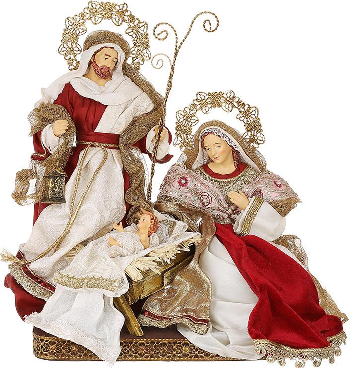 Фигура новогодняя Вертеп 3 шт. на подставке 42 см Красный