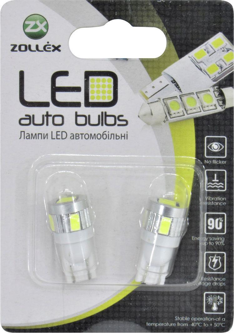 Лампочка без цоколя LED T10_W5W SMD Белый 6-диодный 12V W2.1x9.5d Zollex 2 шт. T1177