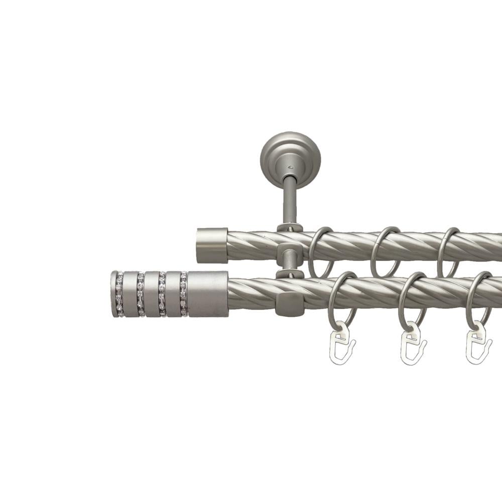 Карниз Orvit Барамелла металевий дворядний відкритий скручена труба кільце металеве 19/19 мм 200 см Сатин (00-00023179)