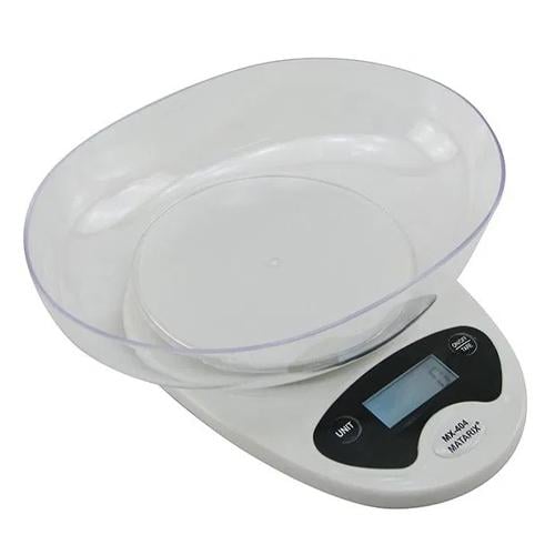 Весы кухонные электронные до 7кг, точность 1г, с чашей, Matarix MX-404 Весы кухонные электронные до 7кг, точность 1г, с чашей, Matarix MX-404