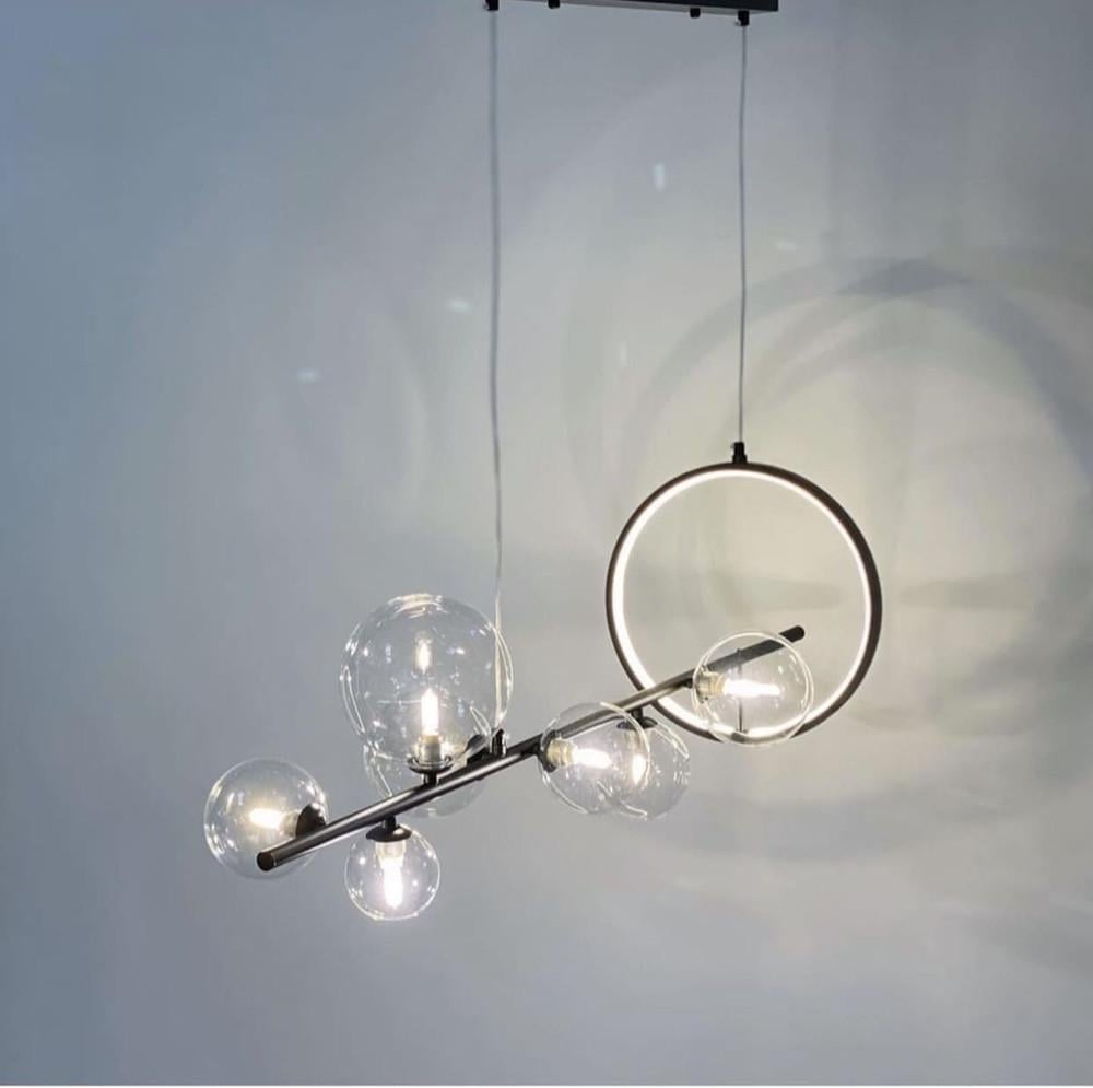 Світильник дизайнерський рейковий на 7 плафонів 90 см Чорний (AT 33/7 BK) - фото 6