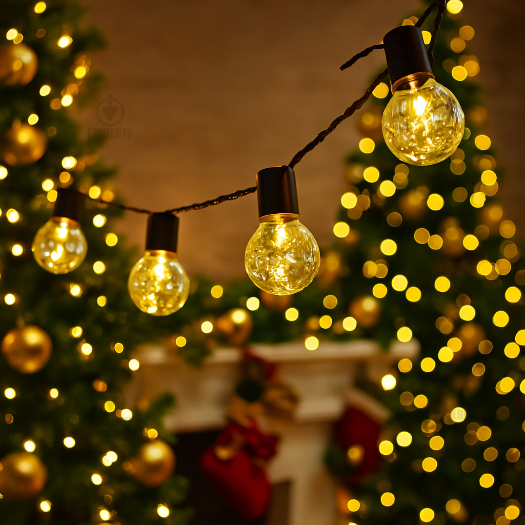 Гирлянда с прозрачными лампочками 220 V/10 м/40 LED последовательное подключение/теплый белый свет/для дома и улицы (700210) - фото 9