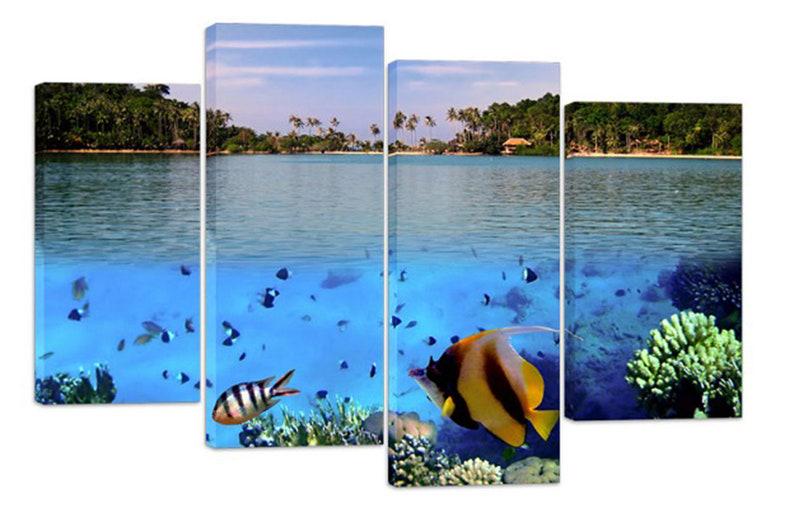 Модульна картина KIL Art Жителі лагуни на холсті з чотирьох частин 129x90 см (M4_L_480)