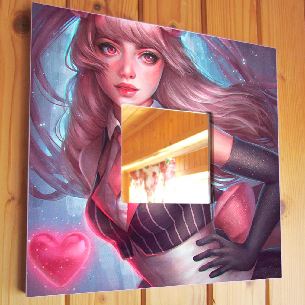 Зеркало декоративное Девушка в стиле аниме 260х260 мм (M03622)