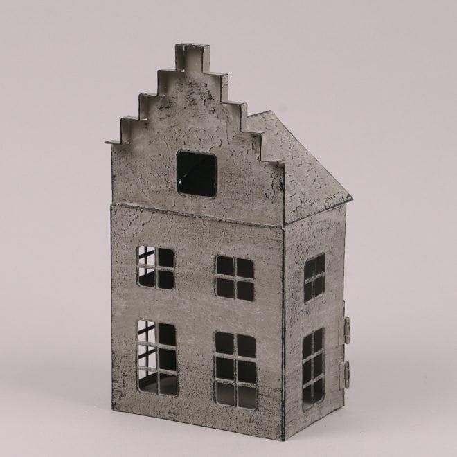 Подсвечник Flora Домик металлический 25 см Cерый (39585) - фото 1