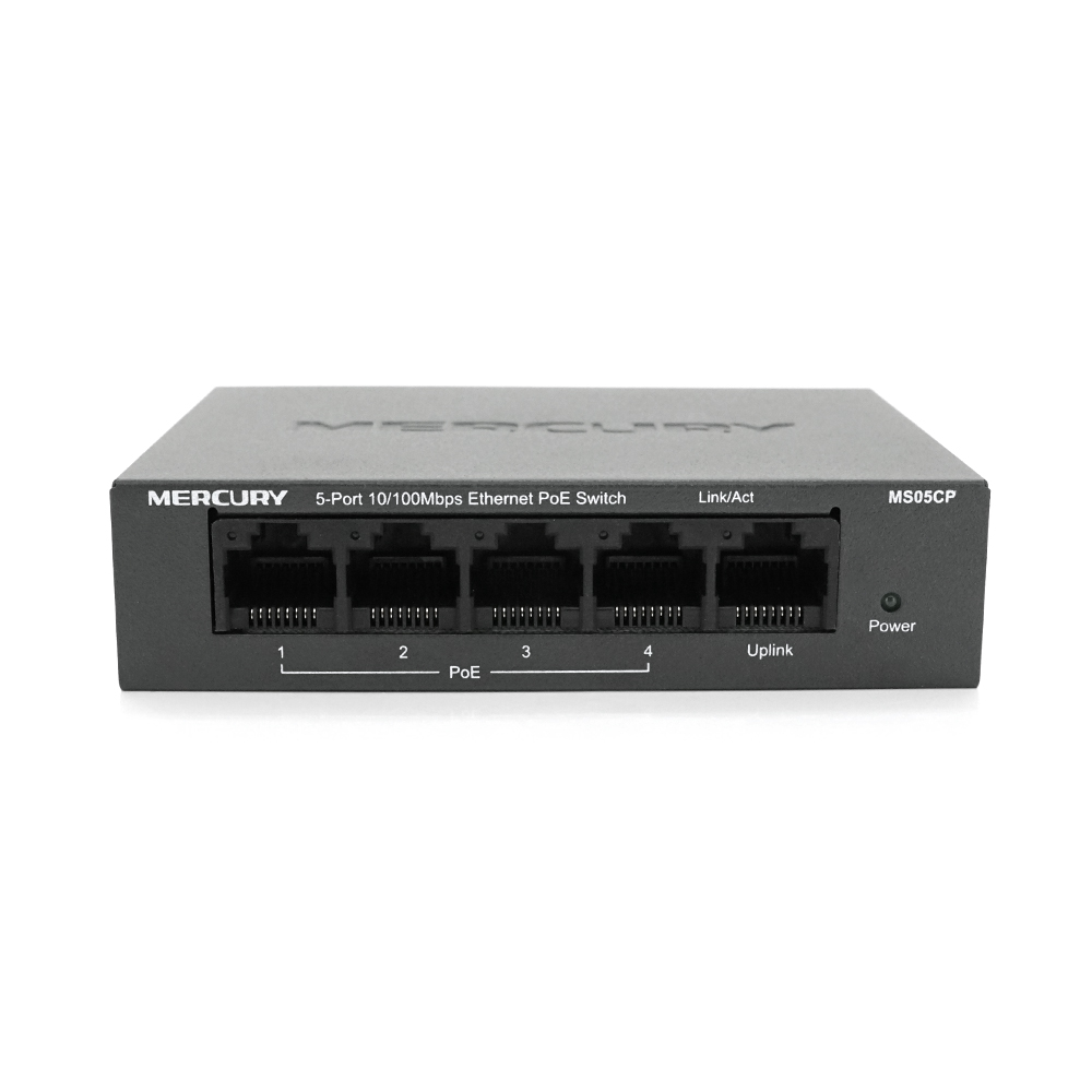 Комутатор PoE Mercury MS05CP 4 порти PoE 1 Ethernet Uplink 10/100 Мбіт/с 48V вбудований БП (YUT_V4586) - фото 5