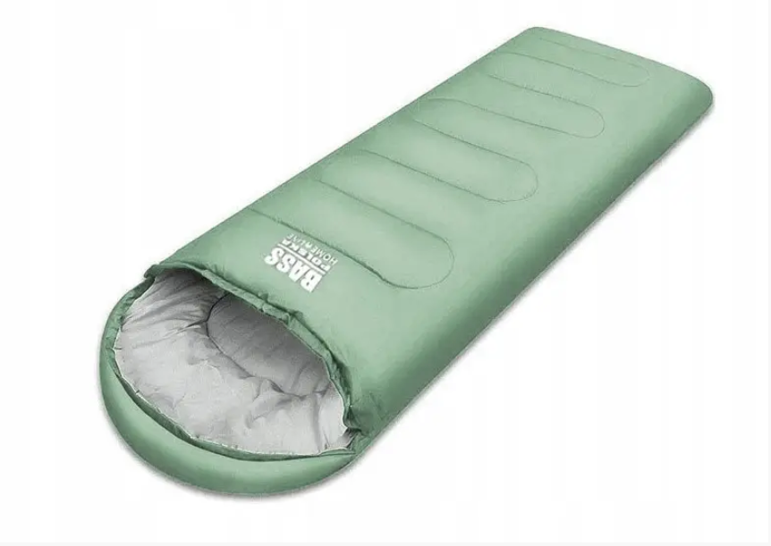 Спальный мешок-туристическое одеяло 2в1 Bass Polska BH 41998 с капюшоном Зеленый