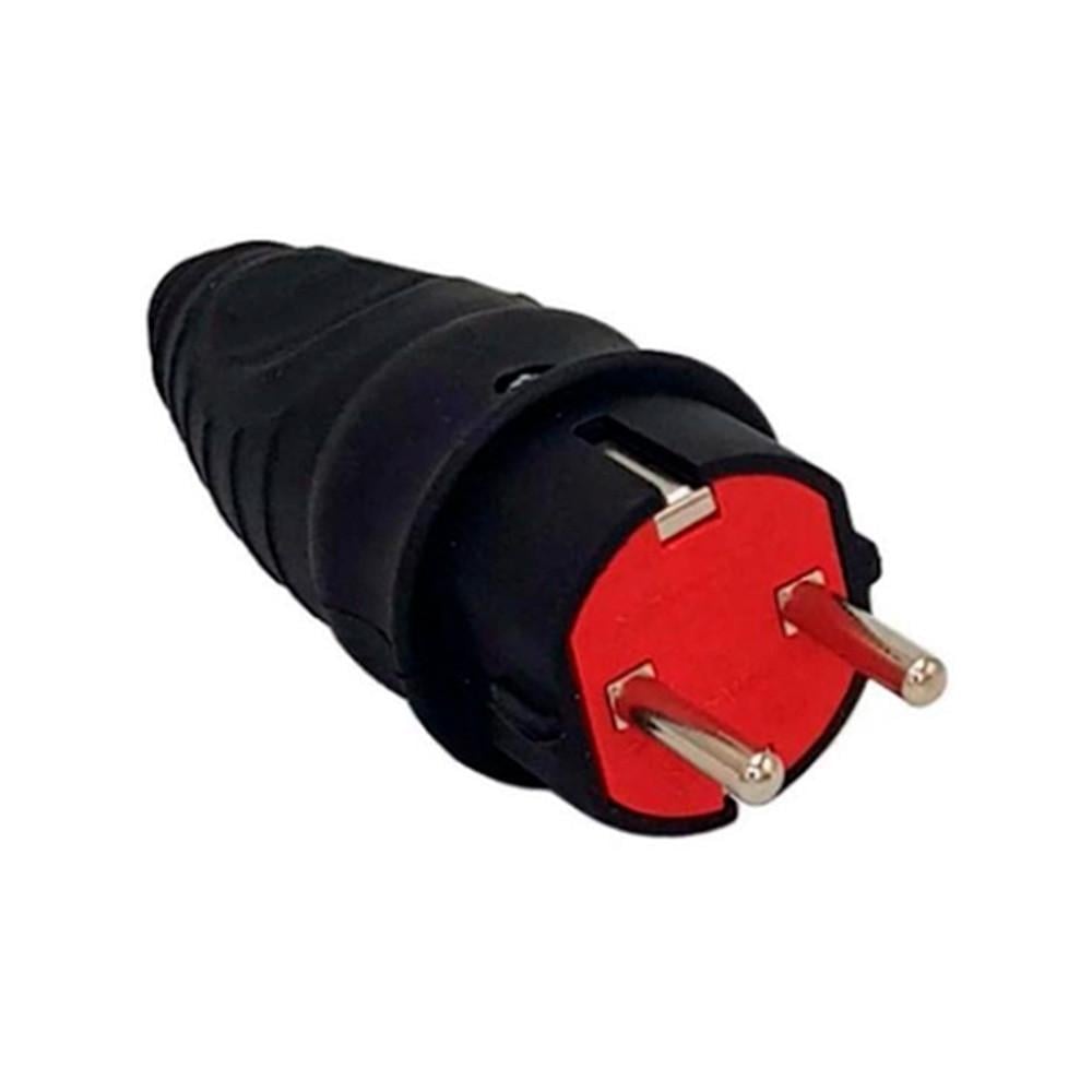 Вилка прямая Neomax каучуковая с заземлением 16 А Черный (NX2000)