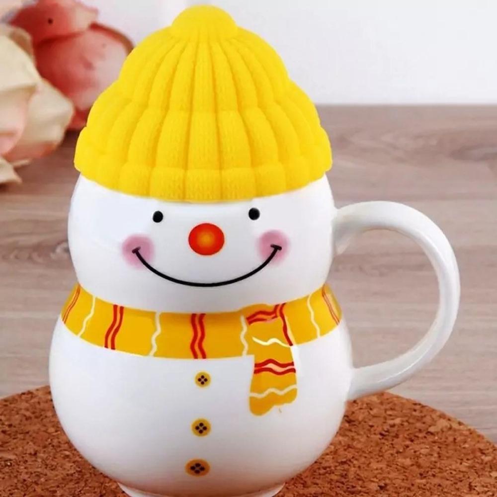 Чашка новогодняя с крышкой снеговик 350 мл Желтый - фото 8 Чашка новогодняя с крышкой снеговик 350 мл Желтый - фото 8