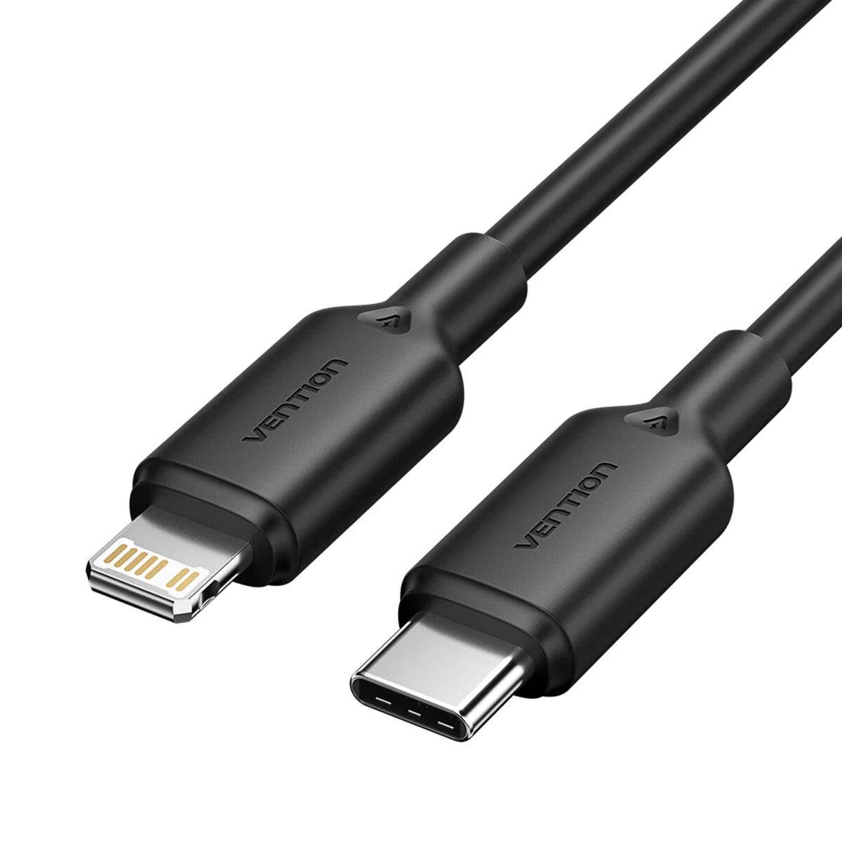 Кабель Vention USB 2.0 TypeC Male to Lightning Male 3A PVC Type Cable 2 м Black (LAKBH)