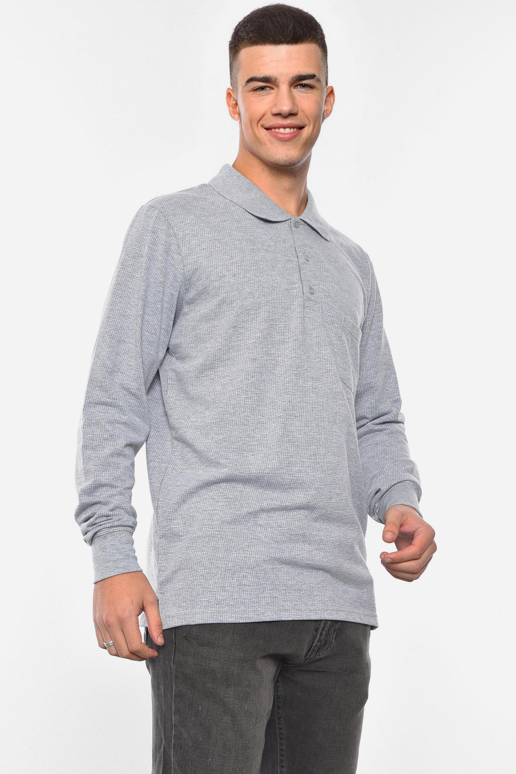 Кофта поло чоловіча напівбатальна 2XL Сірий (193069) - фото 2 Кофта поло чоловіча напівбатальна 2XL Сірий (193069) - фото 2