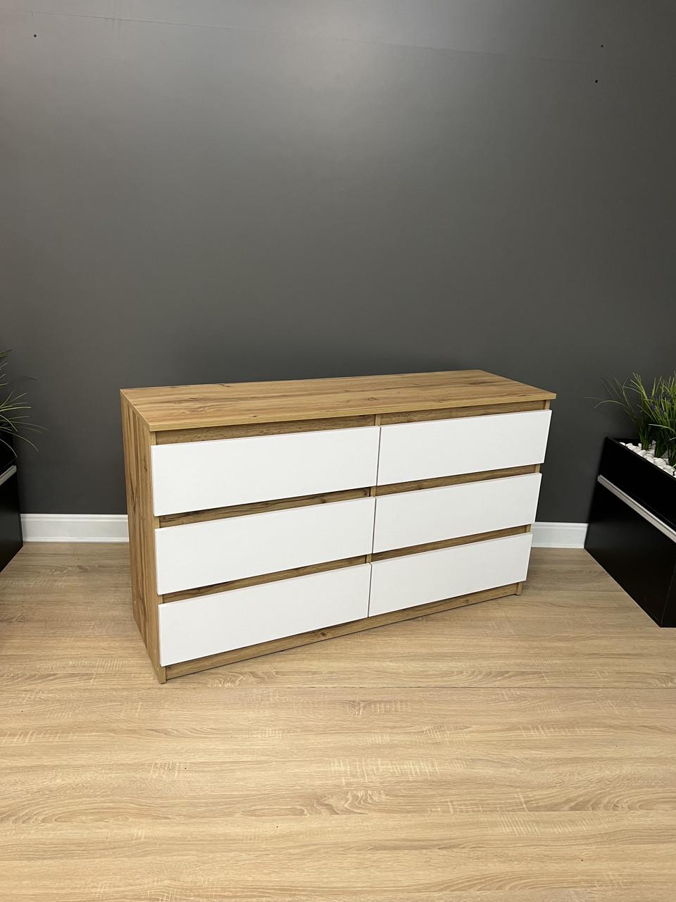 Комод Kvatro 130 6 шухляд 1300х750х400 мм Дуб Аппалачі/ Німфея альба