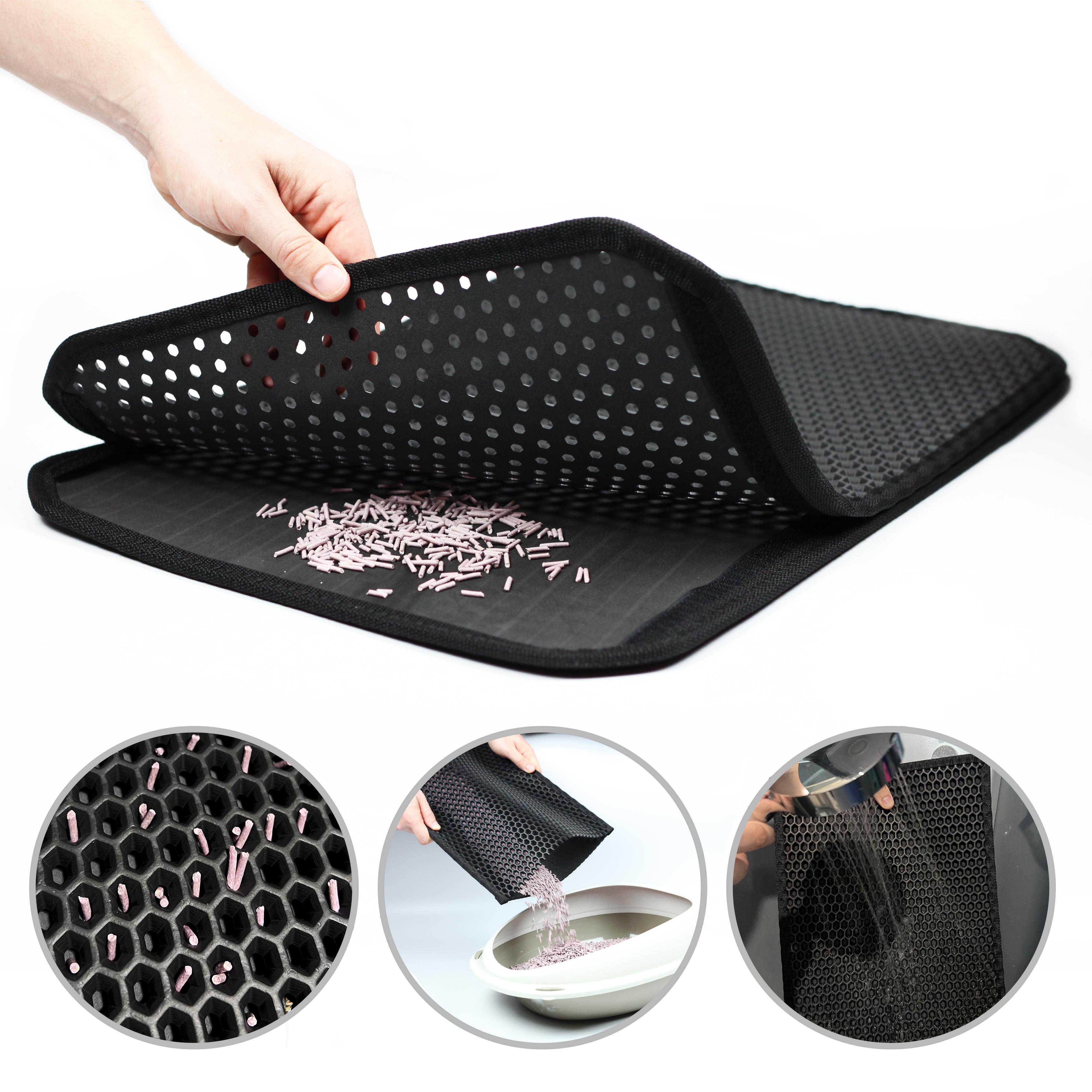 Коврик двухслойный Cat in Box для кошачьего лотка EVA на липучках 60x40 см Бежевый - фото 3 Коврик двухслойный Cat in Box для кошачьего лотка EVA на липучках 60x40 см Бежевый - фото 3