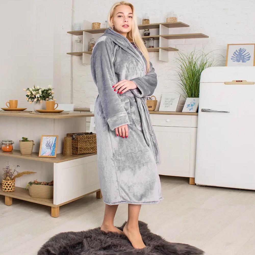 Халат женский длинный махровый с капюшоном 6XL - фото 2 Халат женский длинный махровый с капюшоном 6XL - фото 2