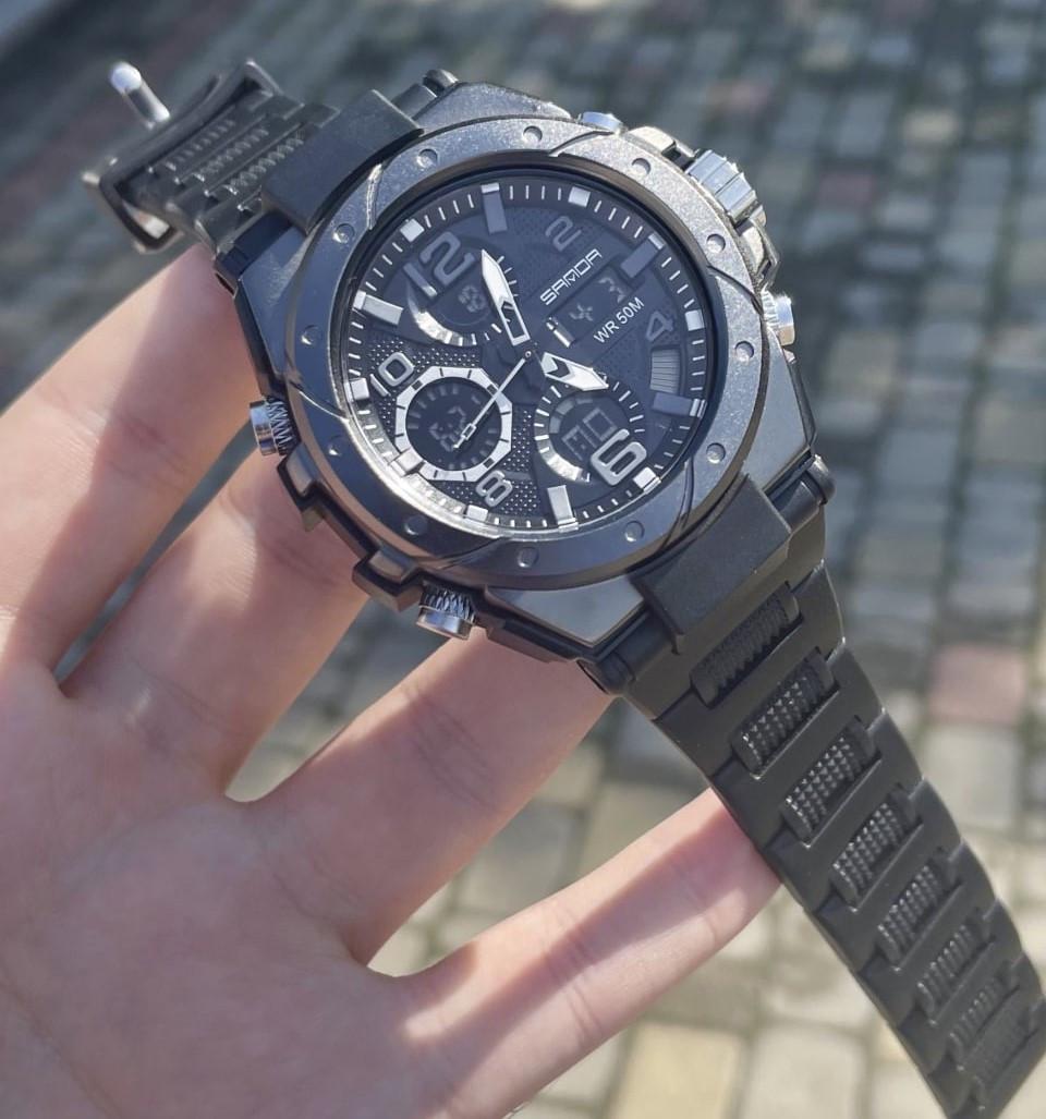 Наручные часы мужские Sanda военные противоударные водонепроницаемые с подсветкой Черный (6008) - фото 5 Наручные часы мужские Sanda военные противоударные водонепроницаемые с подсветкой Черный (6008) - фото 5