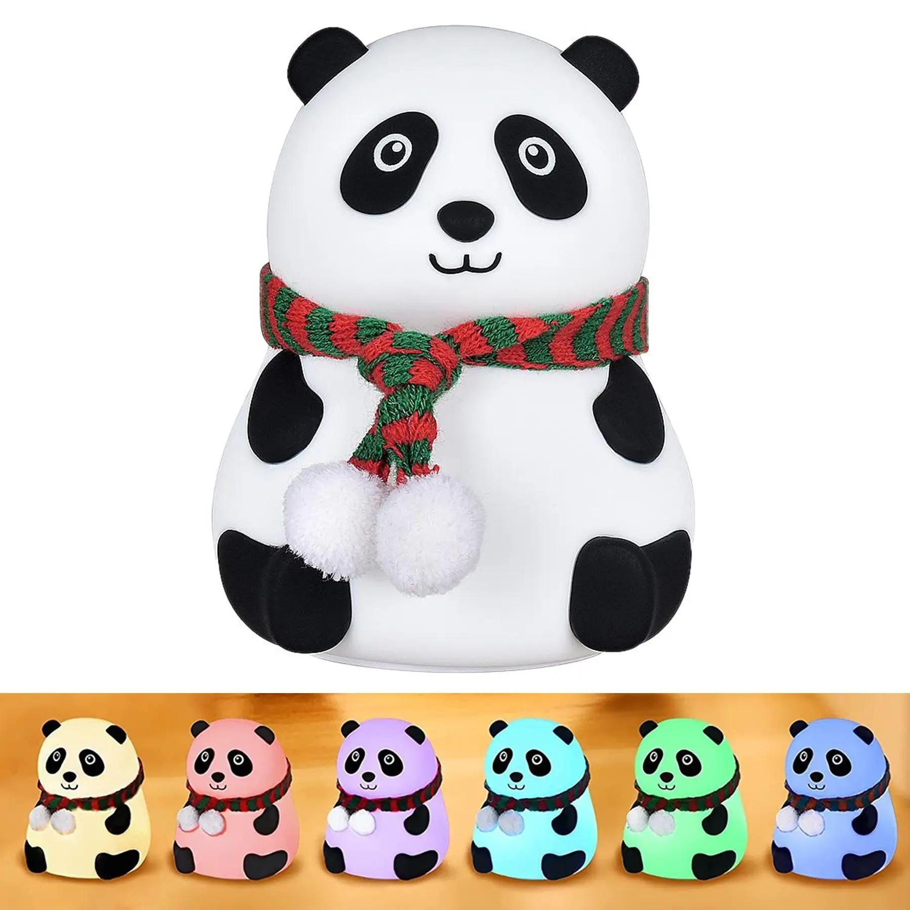 Ночник детский силиконовый Панда портативный с сенсорным управлением 1200 мАч USB Бело-черный (2013) - фото 2