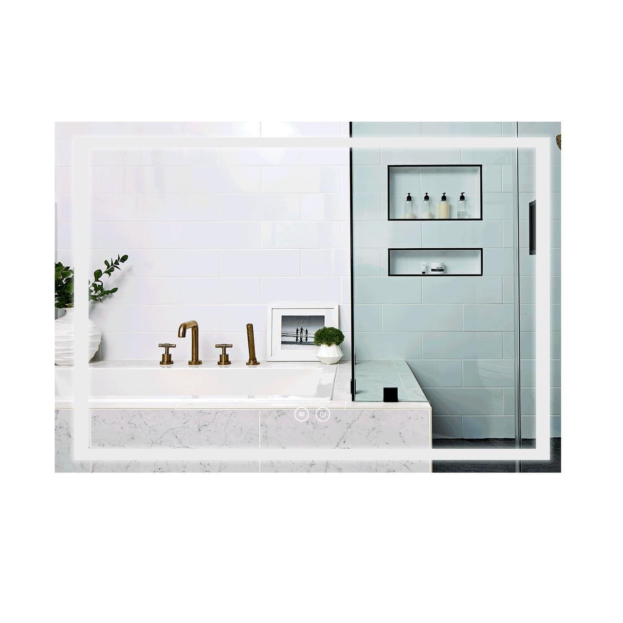 Дзеркало для ванної кімнати Qtap Mideya LED-підсвічування Touch/антизапотівання/годинник/димер/регулювання яскравості 1200х800 мм (DC-F613)