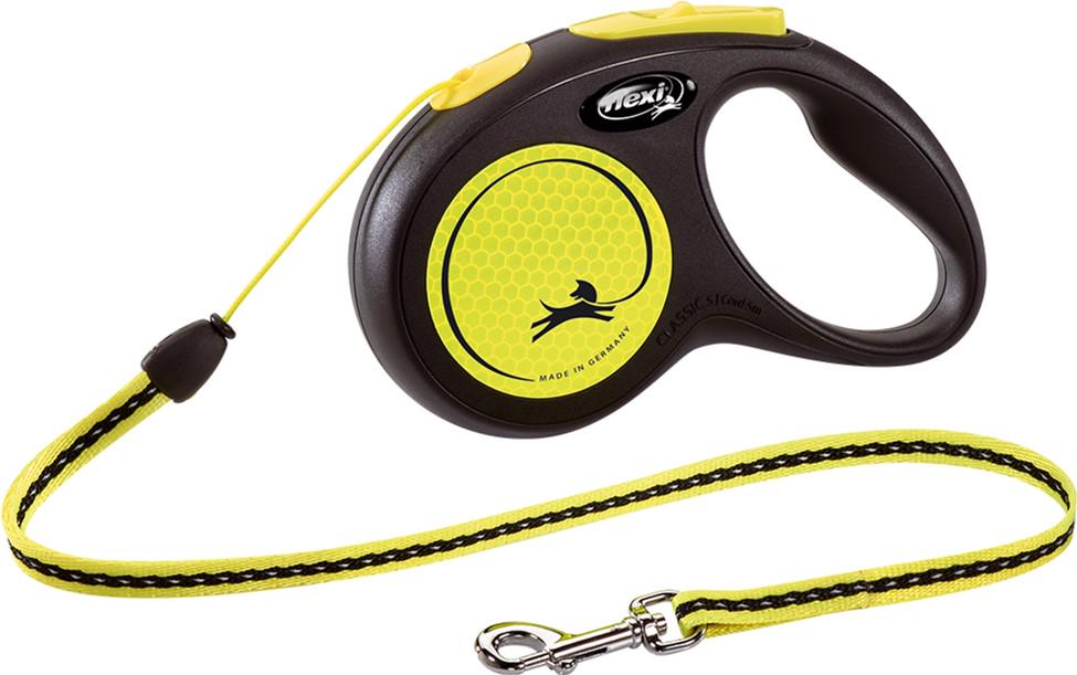 Повідець-рулетка Flexi New Neon S 5 м Чорний (4000498025215)