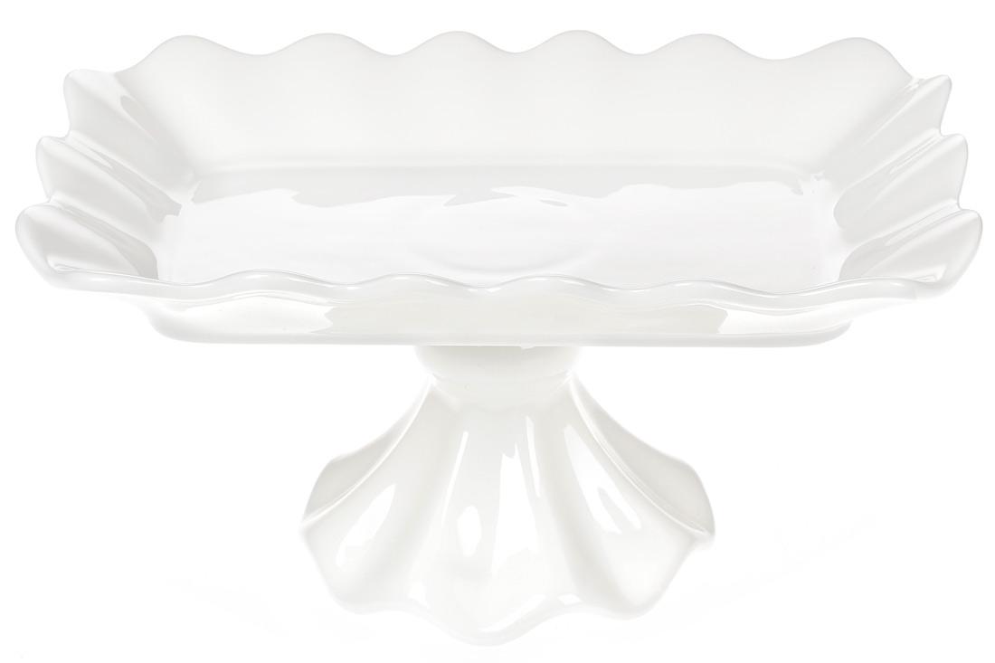 Фруктовница фарфоровая BonaDi Гофре на ножке 25,5 см (988-192)