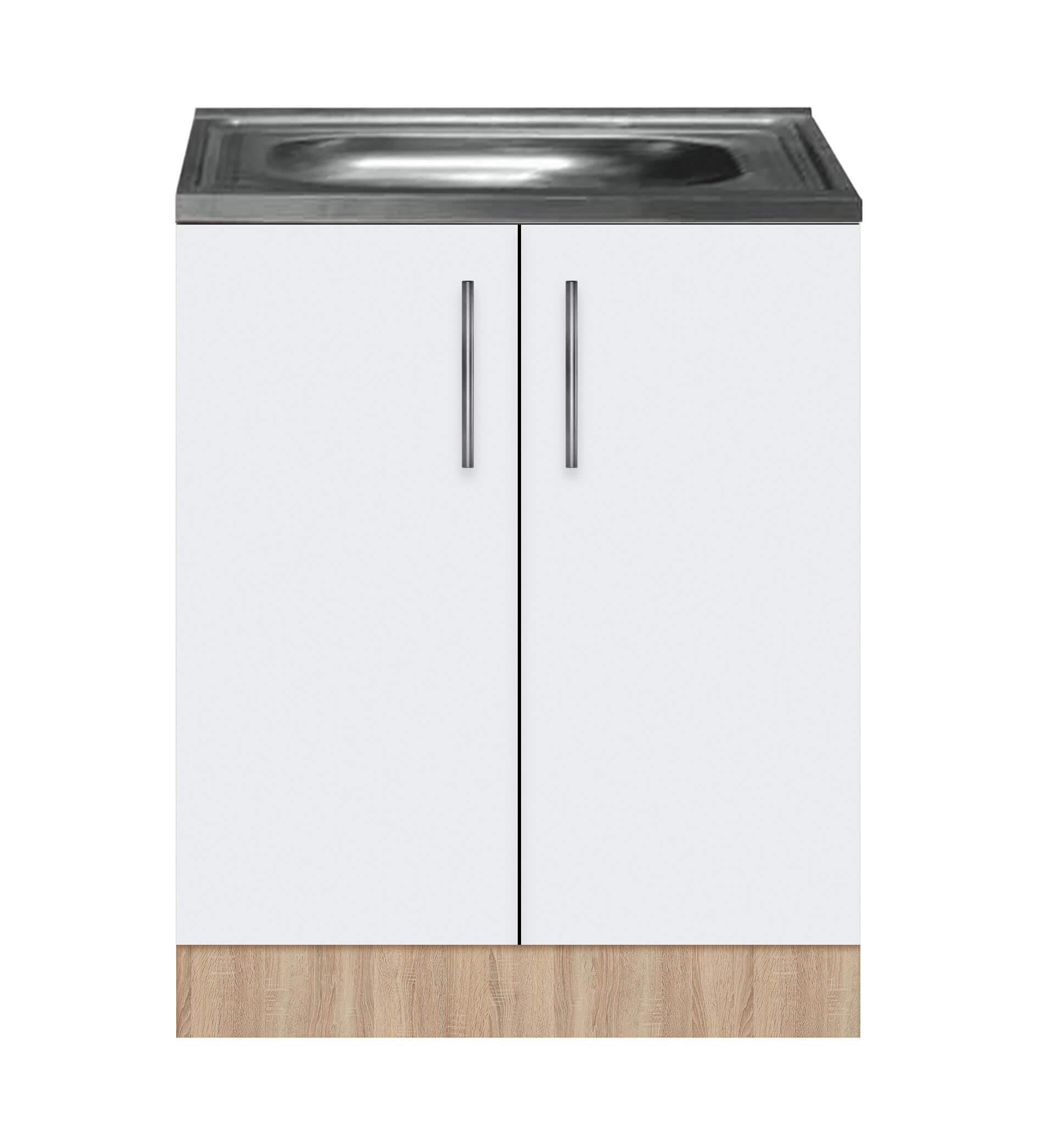 Тумба-мийка дводверна МАКСІ-МЕблі з потовщеною накладною мийкою ширина 500 мм Дуб сонома/Білий гладкий (5103430)