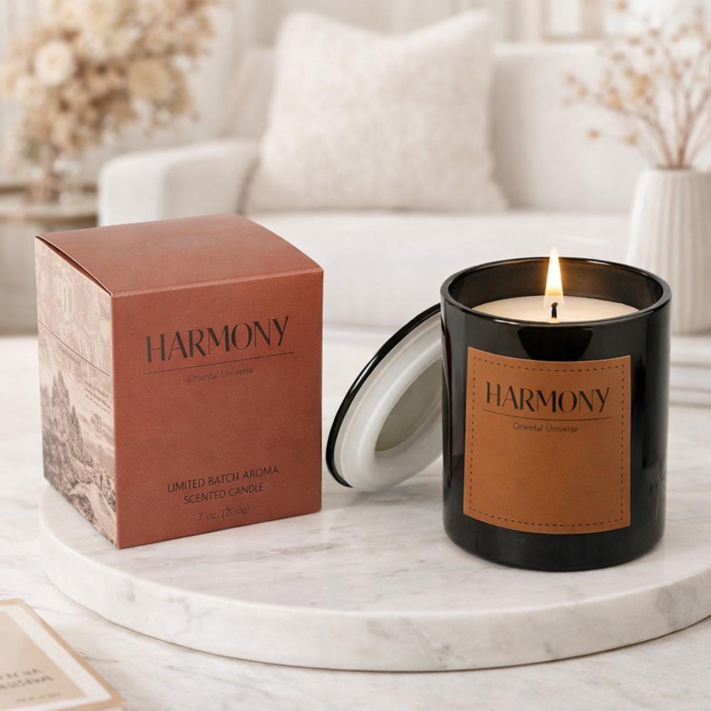 Ароматическая свеча в стеклянном стакане с крышкой Harmony 480 г 9x7 см Коричневый (37-кор-124652) Ароматическая свеча в стеклянном стакане с крышкой Harmony 480 г 9x7 см Коричневый (37-кор-124652)