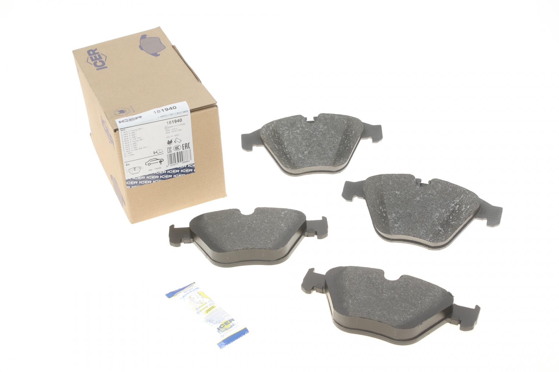Тормозные колодки передние ICER для BMW 3 E90-93/F30/F80 04-/5 E60-61/6 E63-64/7 E65-67 01-10/X1/Z4 (181940)