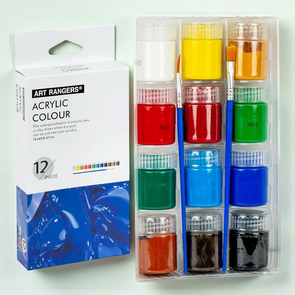 Акрилові фарби художні з пензлем 12 кольорів по 15 мл (37-122595)