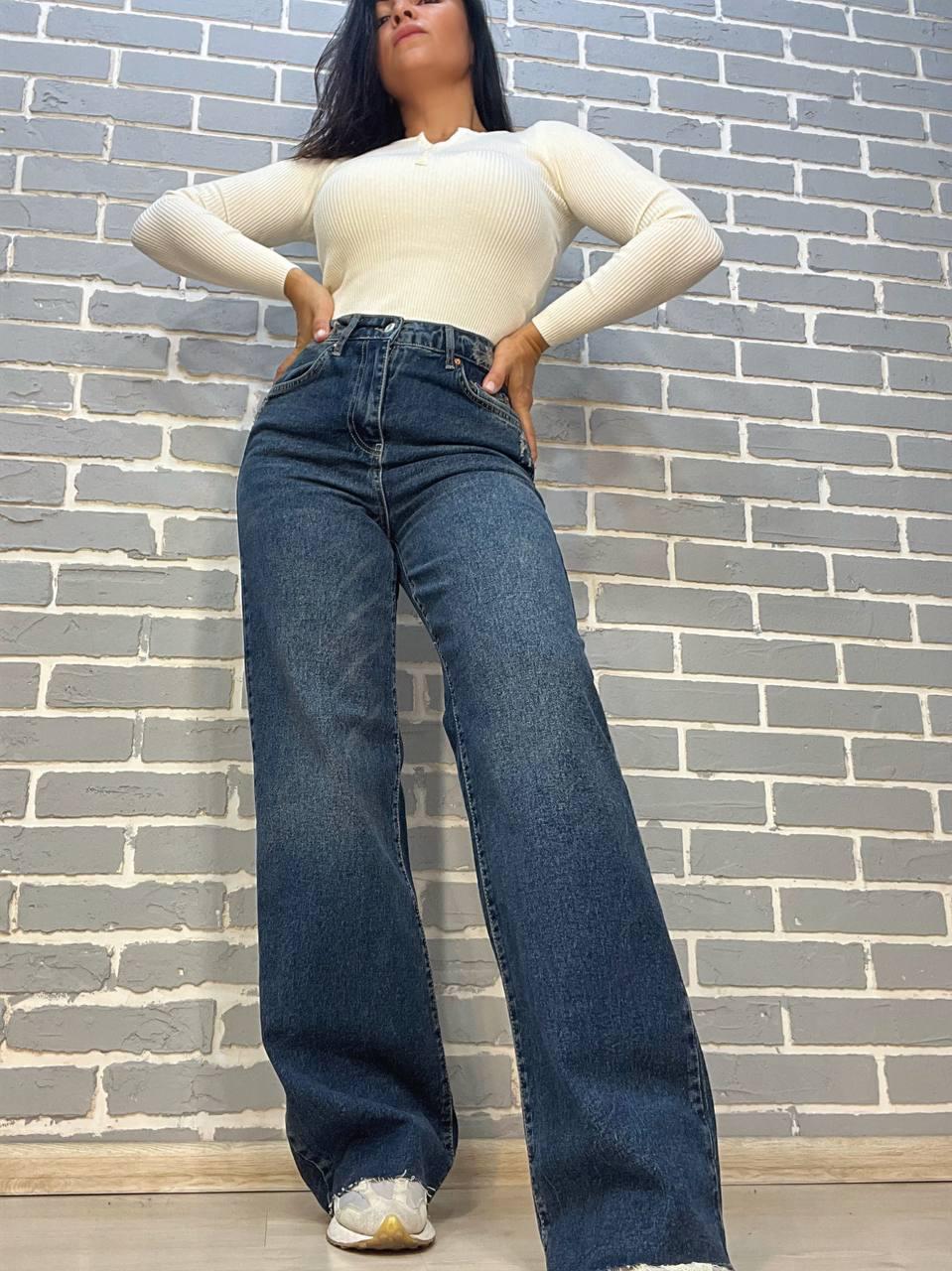 Джинсы женские Twin 1341 палаццо ровные от бедра стрейч отрезной низ р. 38 Синий (2665) - фото 4 Джинсы женские Twin 1341 палаццо ровные от бедра стрейч отрезной низ р. 38 Синий (2665) - фото 4