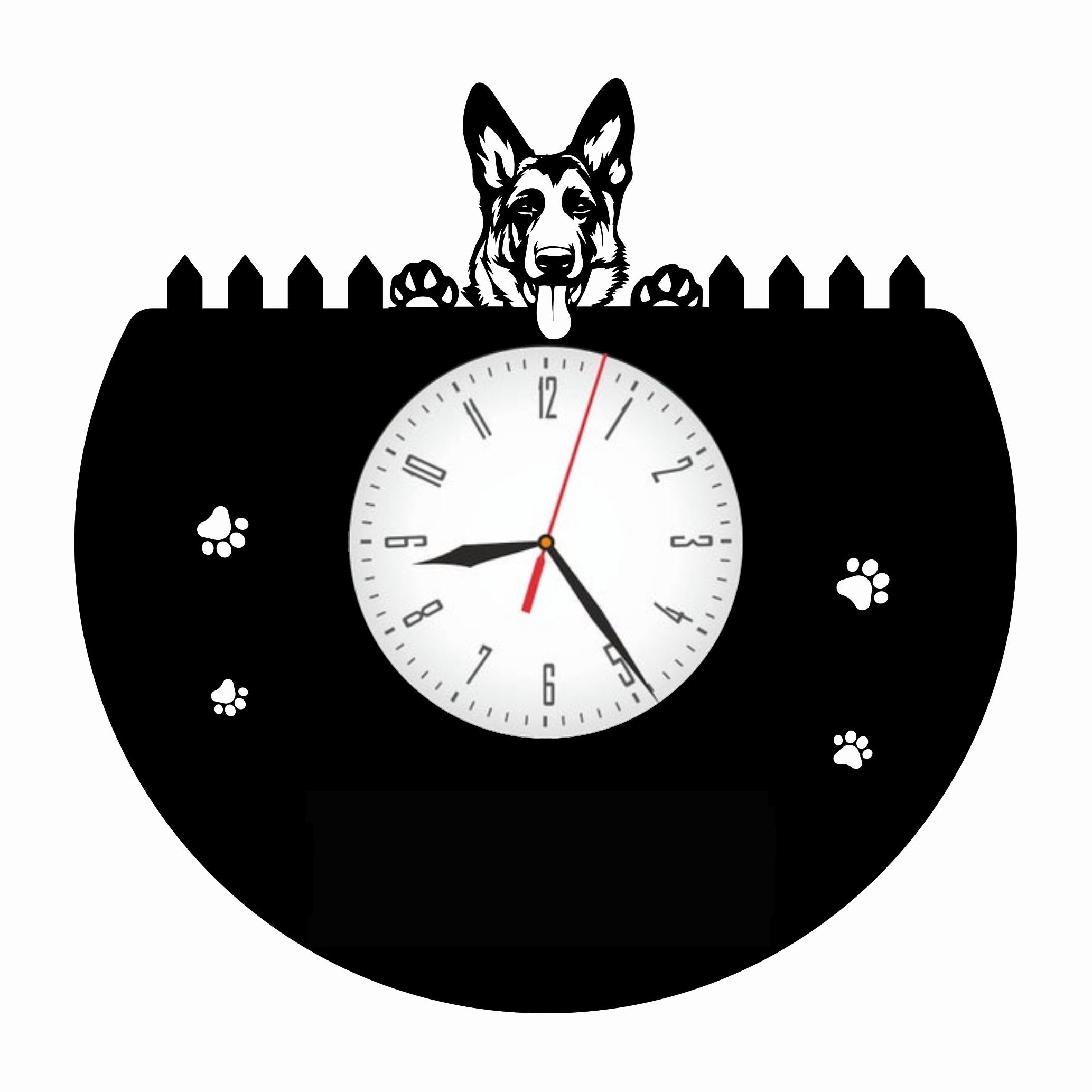 Часы настенные Немецкая овчарка 2023 из виниловой пластинки