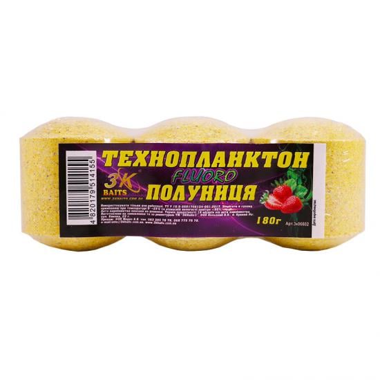 Прикорм 3KBaits Технопланктон FLUORO Клубника 180 г (3KB1367)