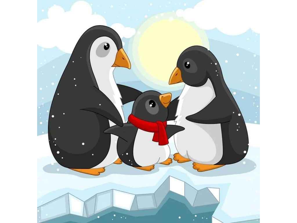 Картина по номерам Strateg Семья пингинов 30х30 см (ES191)
