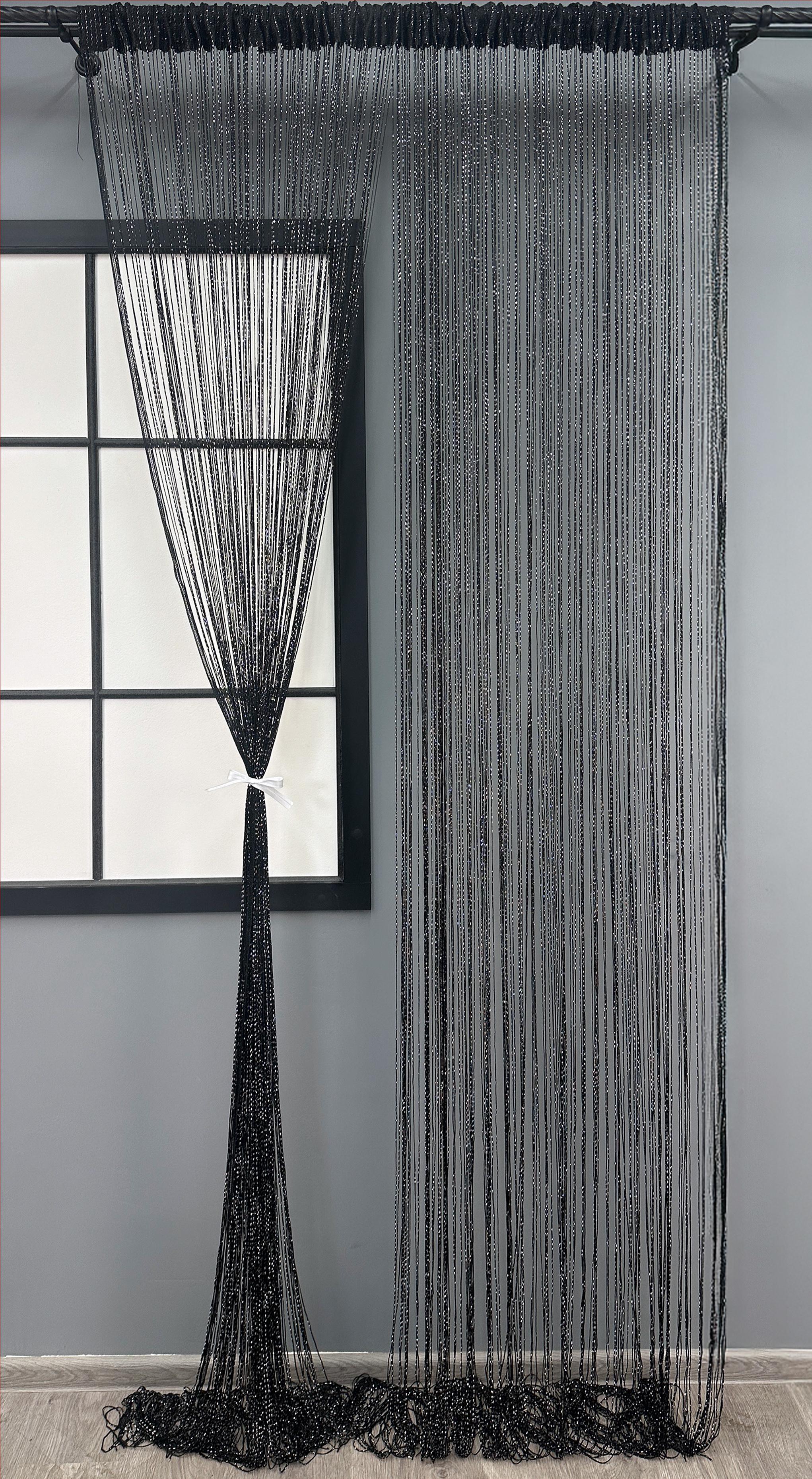 Шторы-нити с люрексом 300х300 см Черный (61-099) Шторы-нити с люрексом 300х300 см Черный (61-099)