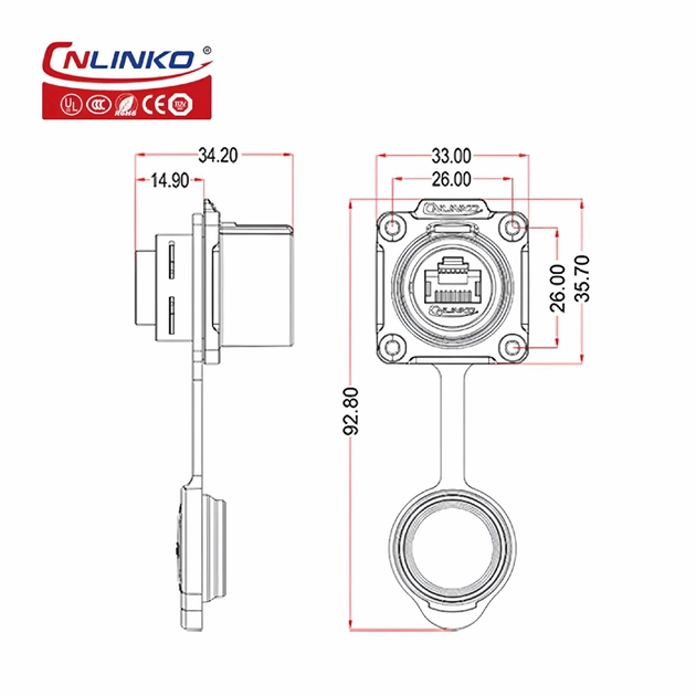 Герметичный разъем Cnlinko RJ-45 LP-24 штекер+розетка (57055) - фото 6