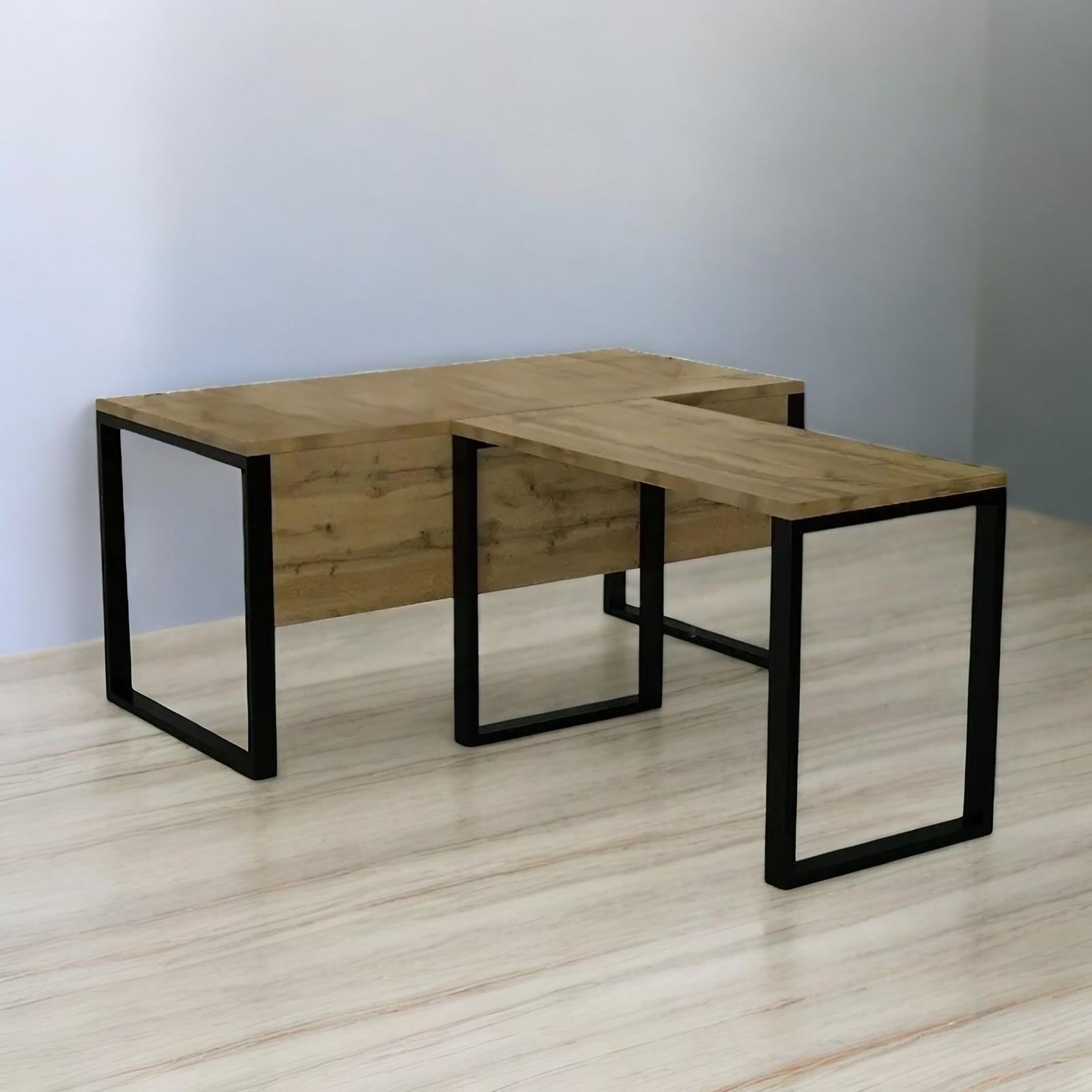 Стол руководителя Tobi Sho LOFT Gold СКГ/3 столешница 36 мм 1600х2000х765 мм Дуб аппалачи