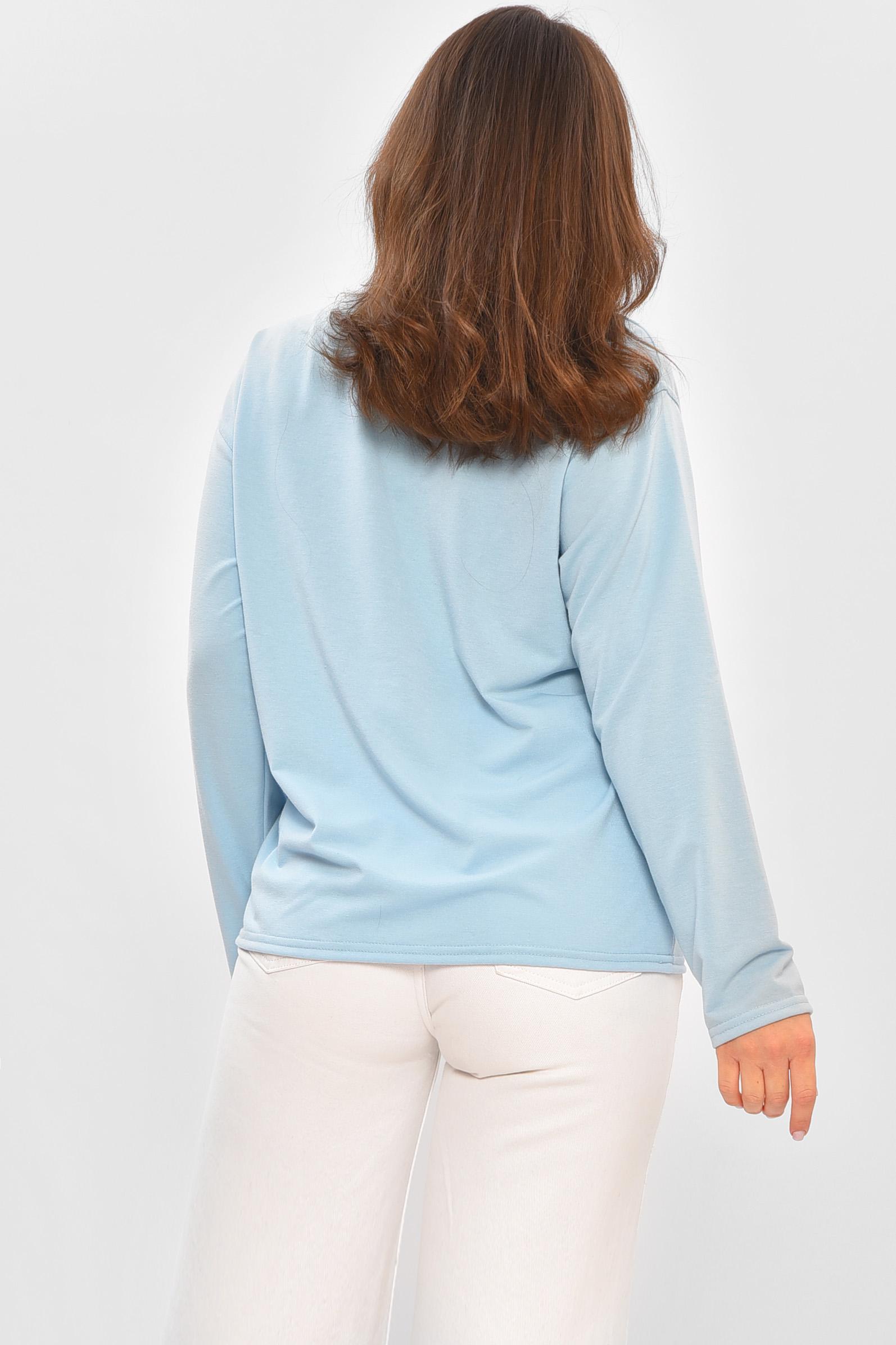 Кофта жіноча 205122 однотонна з принтом S-M Блакитний (205122_!328734_42-44) - фото 3 Кофта жіноча 205122 однотонна з принтом S-M Блакитний (205122_!328734_42-44) - фото 3