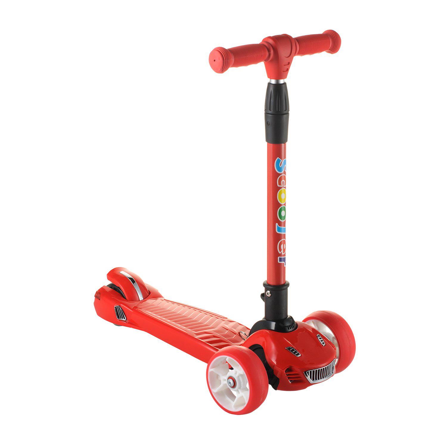 Самокат детский SL17 со складным рулем/светящемися с колесами Красный