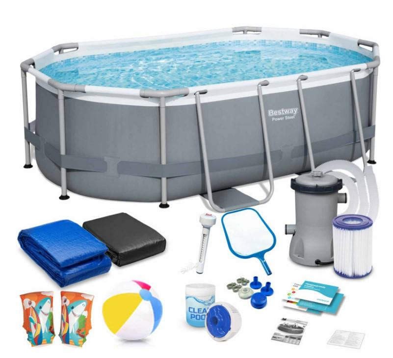 Бассейн каркасный овальный Bestway 5614A с машиной для создания пузырей 305x200x84 см (DM-5614A-M)