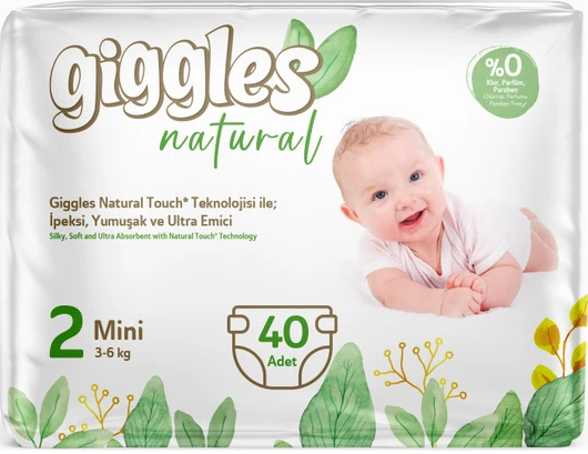 Підгузки дитячі Giggles Natural 2 Mini 3-6 кг 40 шт.