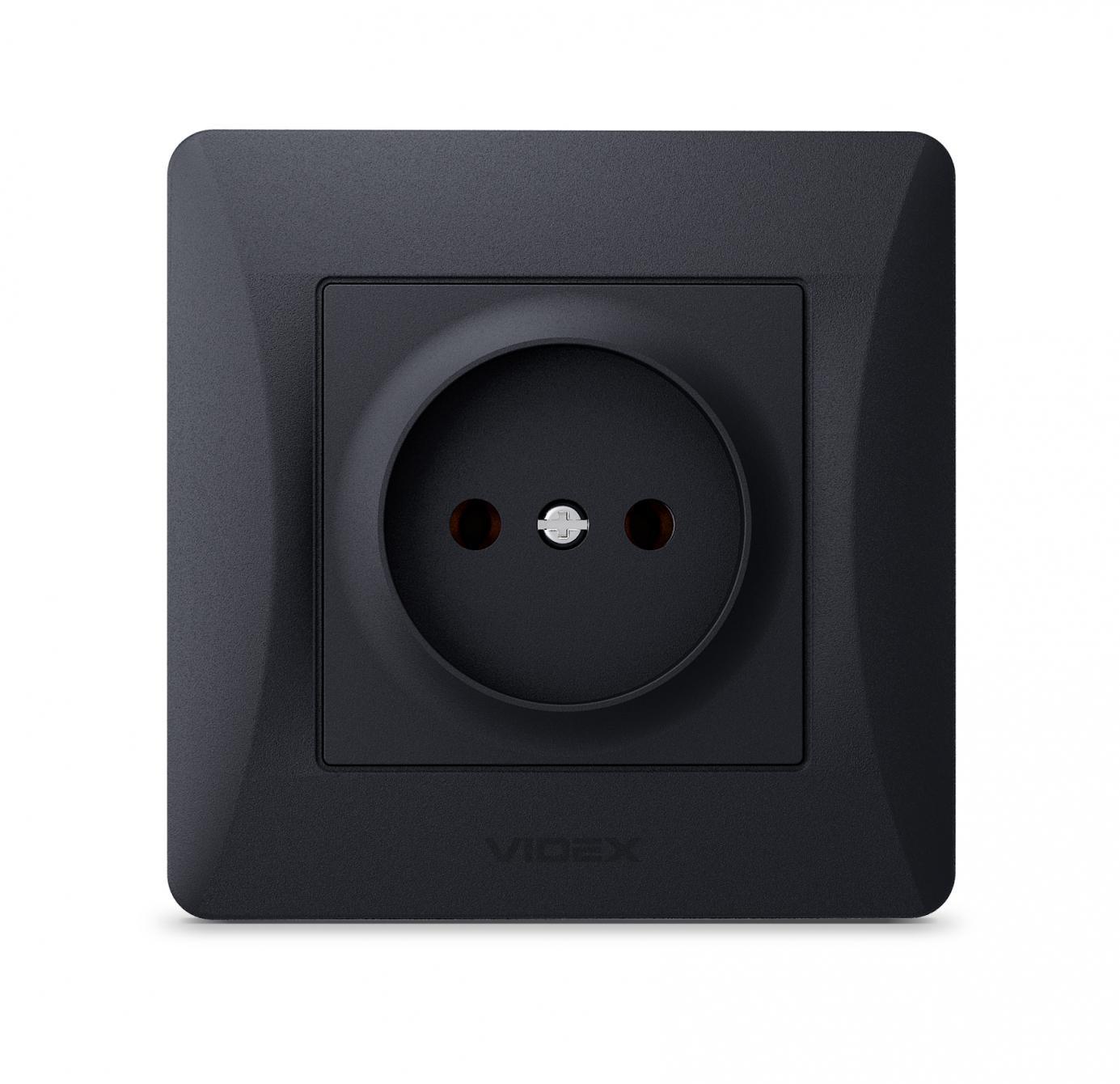 Розетка одинарная без заземления Videx Binera Графитовый (00000013004)