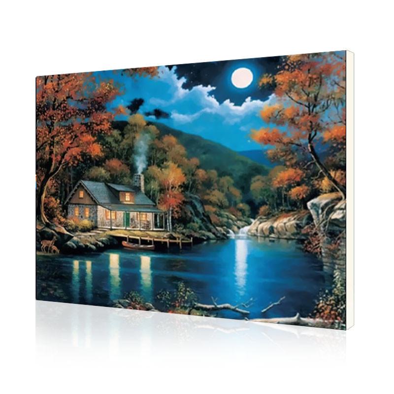 Картина по номерам Lesko DIY E430 "Ночь на озере"
