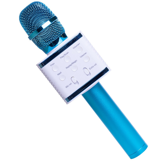 Беспроводной портативный Bluetooth микрофон караоке KTV V7 Синий