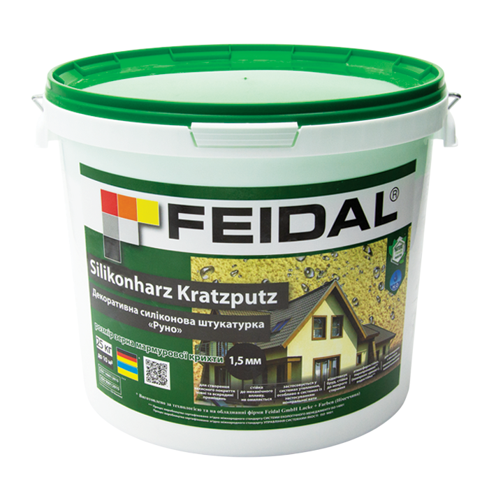 Штукатурка декоративна силіконова Feidal Руно 1,5 мм Silikonharz Kratzputz 25 кг (1886455339)