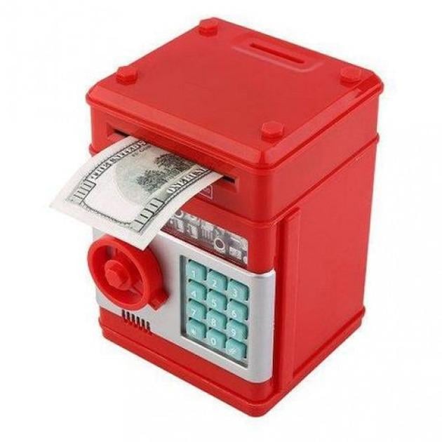 Сейф копилка Number Bank детский с кодовым замком и купюроприемником Красный (MA229red) - фото 3
