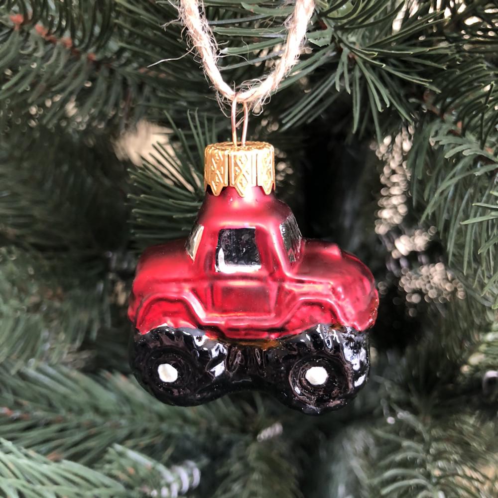 Игрушка стеклянная елочная Мини Джип формованная Красный