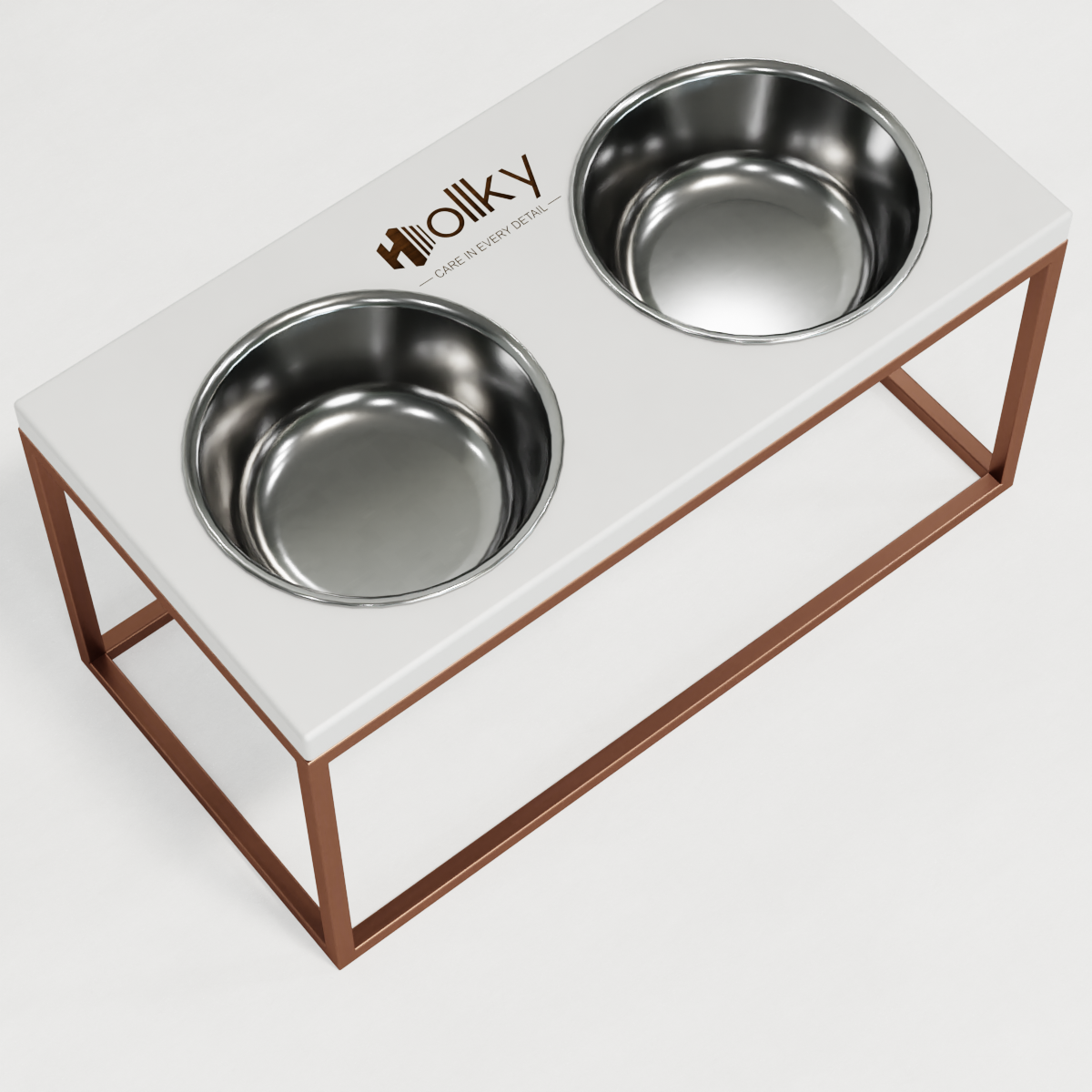 Миски на подставке для средних и больших собак Hollky Base L 2х0,95 л (BL-422120-GLWH) - фото 5